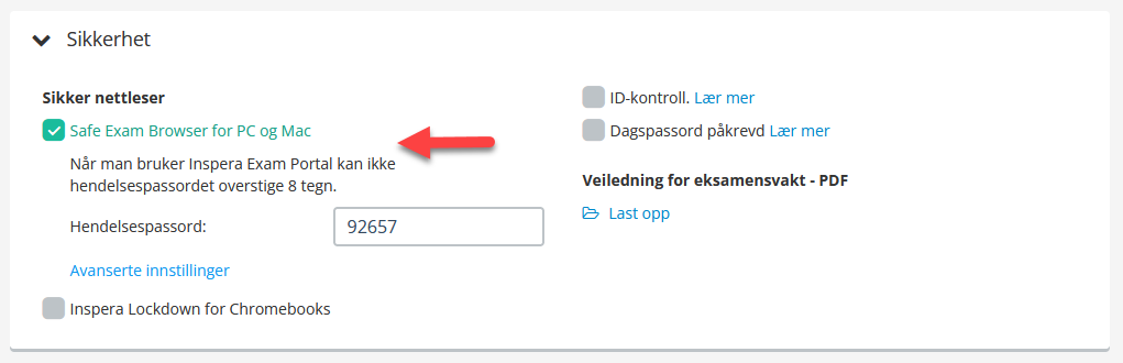 Sikkerhet i Inspera ved eksamen under tilsyn