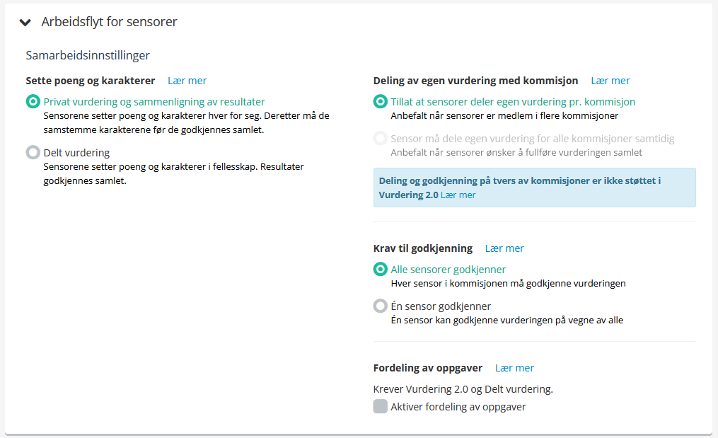 Arbeidsflyt for sensorer i Inspera ved eksamen under tilsyn